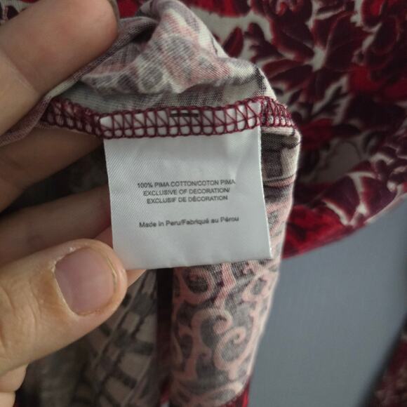 Tory Burch Long Sleeve Tee Size XXS – Floral Print, Pima Cotton, Boho Preppy - Picture 3 of 5